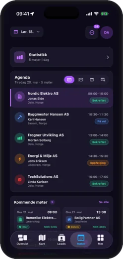 Dagens agenda i Leadgrid på iPhone